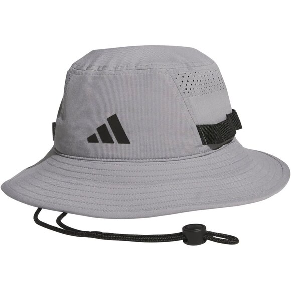 ⚡Adidas Men Grey/Black/5.0 100% Polyester Outdoor Sun Athletic Bucket Hat - Picture 1 of 9